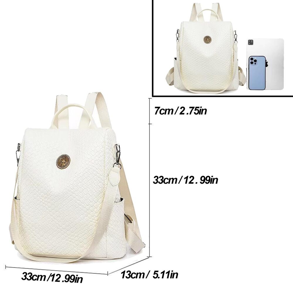 9197 Woven Leather Backpack Purse Waterproof Anti-theft Multipurpose Design - Picture 6 of 6